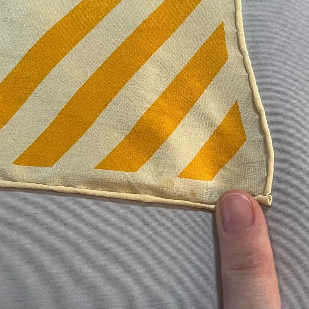 ✨ Vintage Christian Dior Silk Scarf Yellow Stripe Floral ✨